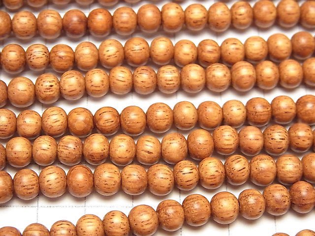 Bayon Wood Beads Semi Round 6mm 1strand beads (aprx.15inch / 38cm)