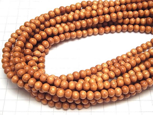 Bayon Wood Beads Semi Round 6mm 1strand beads (aprx.15inch / 38cm)