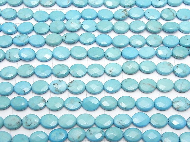 [Video]Magnesite Turquoise Faceted Oval 10x8mm 1strand beads (aprx.15inch/37cm)