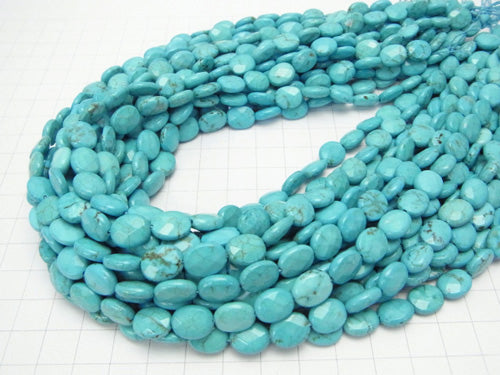 1strand $6.79! Magnesite Turquoise  Faceted Oval 10x8x4mm 1strand beads (aprx.15inch/37cm)