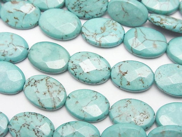 [Video]Magnesite Turquoise Faceted Oval 14x10mm 1strand beads (aprx.15inch/37cm)