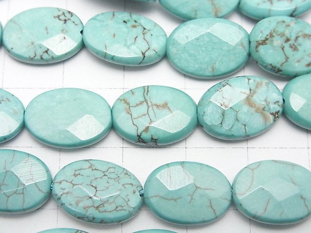 [Video]Magnesite Turquoise Faceted Oval 14x10mm 1strand beads (aprx.15inch/37cm)