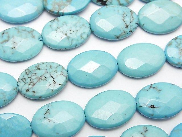 [Video] Magnesite Turquoise Faceted Oval 18x13mm 1-strand beads (approx. 14inch/35cm)