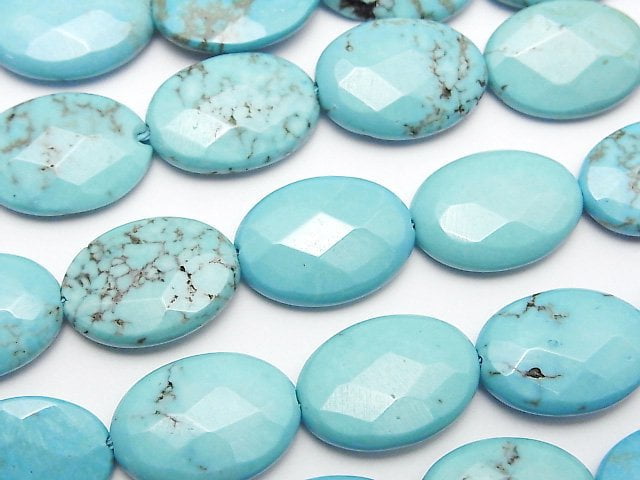 [Video]Magnesite Turquoise Faceted Oval 18x13mm 1strand beads (aprx.15inch/37cm)