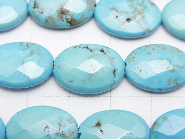 [Video]Magnesite Turquoise Faceted Oval 18x13mm 1strand beads (aprx.15inch/37cm)