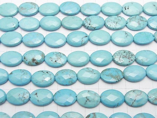 [Video] Magnesite Turquoise Faceted Oval 18x13mm 1-strand beads (approx. 14inch/35cm)