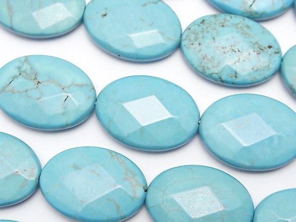 [Video]Magnesite Turquoise Faceted Oval 25x18mm 1strand beads (aprx.15inch/37cm)