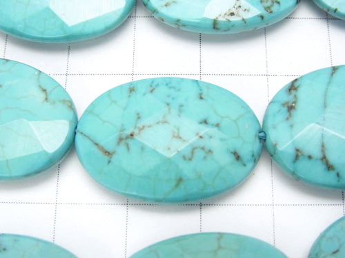 1strand $7.79! Magnesite Turquoise  Faceted Oval 25x18x6mm 1strand beads (aprx.14inch/35cm)