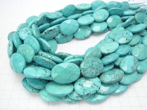 1strand $7.79! Magnesite Turquoise  Faceted Oval 25x18x6mm 1strand beads (aprx.14inch/35cm)