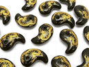 [Video] Golden! Dragon (Four Divine Beasts) Carved! Onyx Comma Shaped Bead 30x20x10mm 1pc