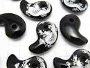 [Video] Silver! Carved by Dragon (Four Divine Beasts )! Onyx Comma Shaped Bead 30x18x10mm