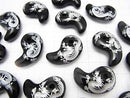 [Video] Silver! Carved by Dragon (Four Divine Beasts )! Onyx Comma Shaped Bead 30x18x10mm