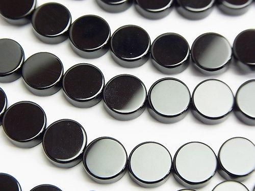 [Video] Onyx Flat Coin 8x8mm 1strand beads (aprx.15inch/37cm)