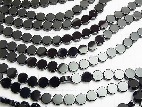 Onyx plat monnaie 8x8mm 1 fil perles (env. 37cm/15pouces)