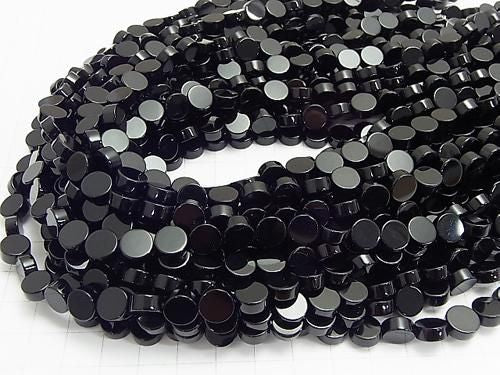 Onyx plat monnaie 8x8mm 1 fil perles (env. 37cm/15pouces)