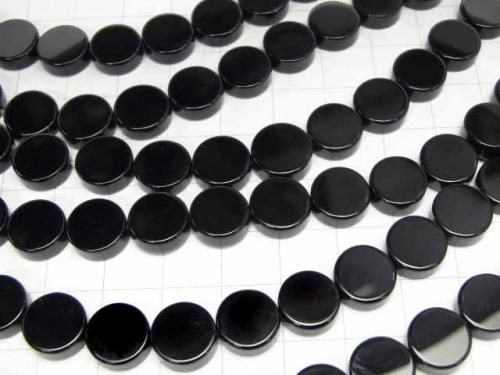 Onyx Plat Monnaie 10x10x4mm perles 1/2 ou 1 rang (env. 37cm)