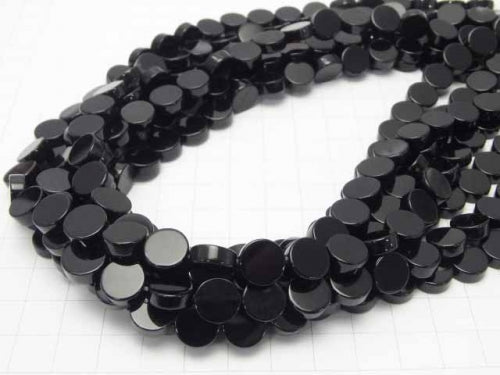 Onyx  Flat Coin 10x10x4mm half or 1strand beads (aprx.15inch/37cm)