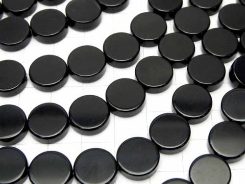 Onyx  Flat Coin 12x12mm half or 1strand beads (aprx.15inch/36cm)