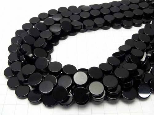 Onyx plat, pièces 12x12mm, demi-fil ou 1 fil perles (env. 36cm)