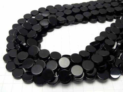 Onyx  Flat Coin 12x12mm half or 1strand beads (aprx.15inch/36cm)