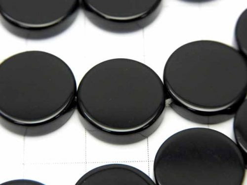 Onyx  Flat Coin 14x14mm half or 1strand beads (aprx.15inch/36cm)