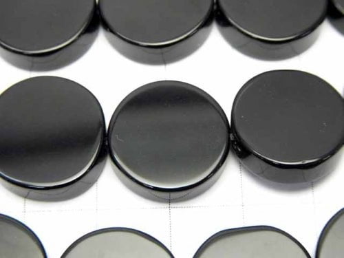 Onyx  Flat Coin 16x16mm half or 1strand beads (aprx.15inch/36cm)
