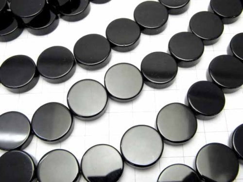 Onyx  Flat Coin 16x16mm half or 1strand beads (aprx.15inch/36cm)