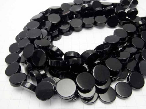 Onyx  Flat Coin 16x16mm half or 1strand beads (aprx.15inch/36cm)