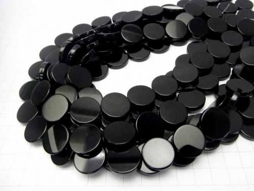 Onyx Plat Monnaie 18x18mm demi ou 1 fil de perles (env. 36cm)