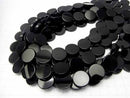Onyx  Flat Coin 18x18mm half or 1strand beads (aprx.15inch/36cm)