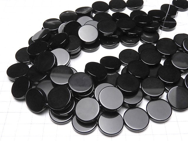 [Video] Onyx  Flat Coin 20x20mm half or 1strand beads (aprx.15inch/36cm)