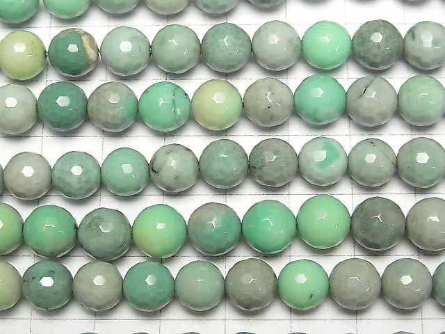 [Video] Natural Green Chalcedony 128 Faceted Round 8 mm 1strand beads (aprx.15 inch / 38 cm)