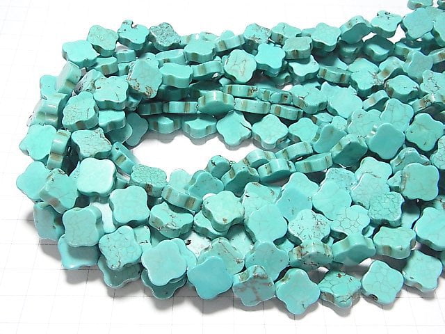 1strand $5.79! Magnesite Turquoise Flower motif 14 x 14 x 4 mm 1 strand beads (aprx.15 inch / 36 cm)