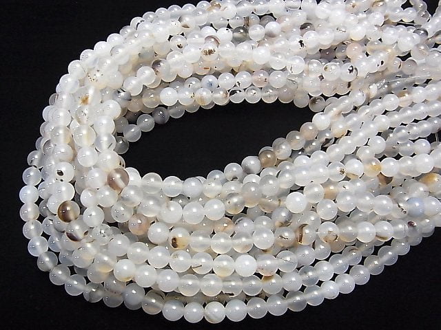 [Video] Dendrite Agate Round 6mm 1strand beads (aprx.15inch/36cm)