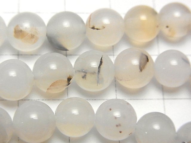 [Video] Dendrite Agate Round 8mm 1strand beads (aprx.15inch / 37cm)