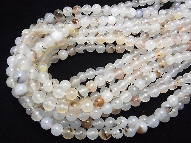 [Video] Dendrite Agate Round 8mm 1strand beads (aprx.15inch / 37cm)
