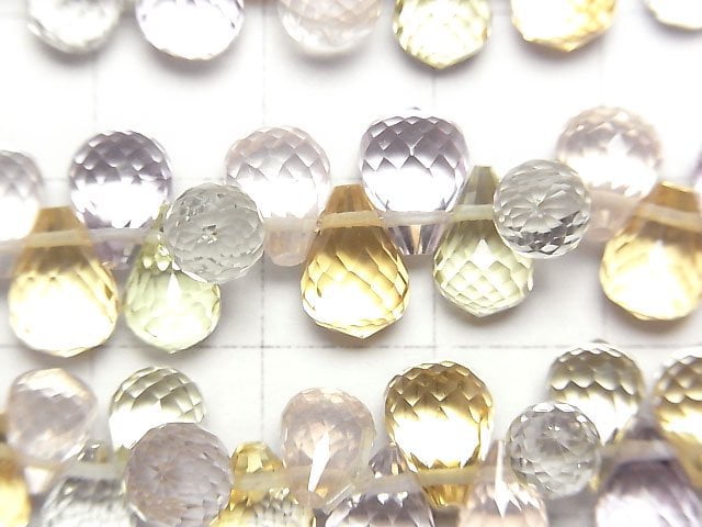 [Video]High Quality Mixed Stone AAA Drop Faceted Briolette 9x6x6mm 1/4strands -Bracelet