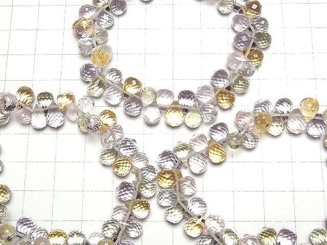 [Video]High Quality Mixed Stone AAA Drop Faceted Briolette 9x6x6mm 1/4strands -Bracelet