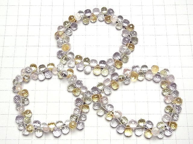 [Video]High Quality Mixed Stone AAA Drop Faceted Briolette 9x6x6mm 1/4strands -Bracelet