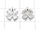 Metal CZ Charm, Clover, 9.5x8mm, Silver, 2 Pieces