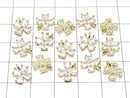 Metal CZ Charm, Clover, 9.5x8mm, Gold, 2 Pieces