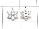 Metal Parts Charm Flower with CZ 9 x 6 mm Silver Color 3 pcs $3.79!