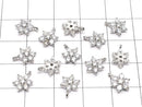 Metal Parts Charm Flower with CZ 9 x 6 mm Silver Color 3 pcs $3.79!