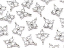 Metal parts CZ charm flower 9x8mm silver color 3pcs