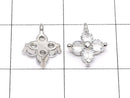 Metal parts CZ charm flower 9x8mm silver color 3pcs