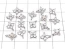 Metal parts CZ charm flower 9x8mm silver color 3pcs