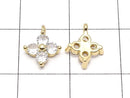 Metal parts CZ charm flower 9x8mm gold color 3pcs