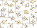 Metal parts CZ charm flower 9x8mm gold color 3pcs