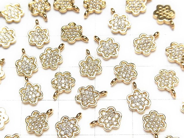 Metal Parts Charm Flower with CZ 9 x 6 mm Gold Color 3 pcs $3.79!