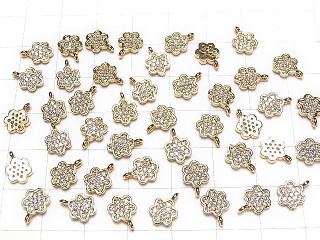 Metal Parts Charm Flower with CZ 9 x 6 mm Gold Color 3 pcs $3.79!